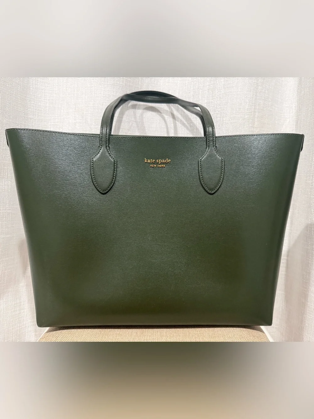 Kate Spade Navy Green Leather Tote
